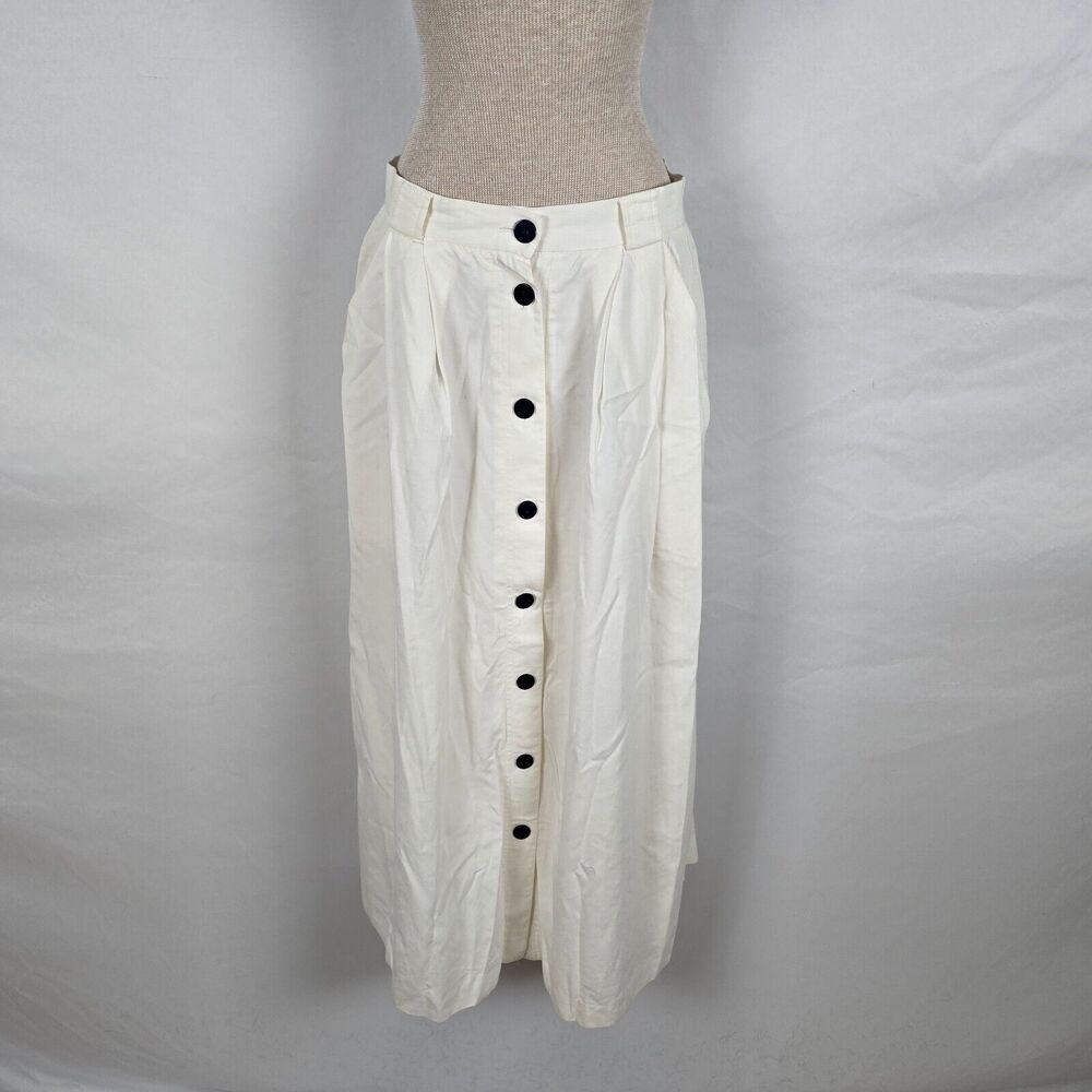 Vintage JH Collectibles Cream Maxi Skirt with Black Button Front